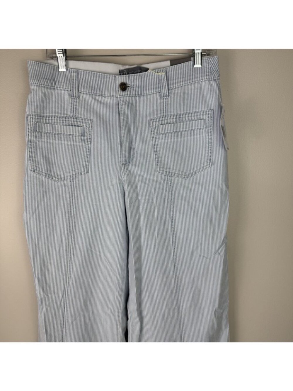 Wit & Wisdom Skyrise Wide Leg Pants Womens Size 6 Blue Pinstripe NWT Trouser - Picture 2 of 8